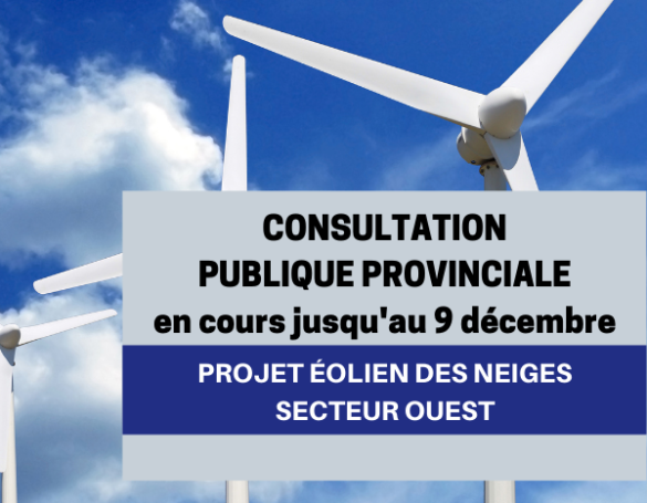 Consultation publique provinciale sur les enjeux d'un projet éolien